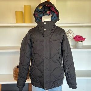 The North Face Women's M Black Quilted Down Ski Snow Jacket with Floral Lining